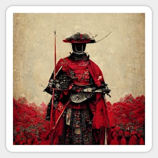 Japanese Samurai with Red Accent- best selling Sticker